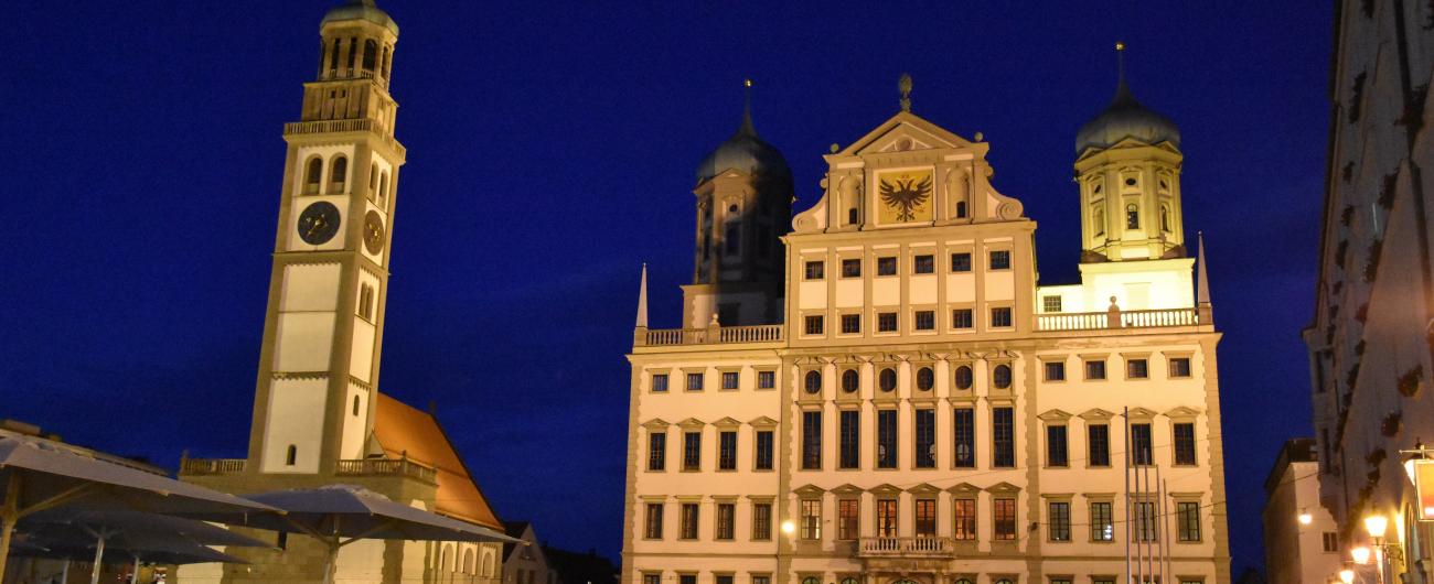 Augsburg, Rathaus, Perlachturm,Augsburg bei Nacht, Renaissance, Rathausplatz Augsburg, Foto Cynthia Matuszewski