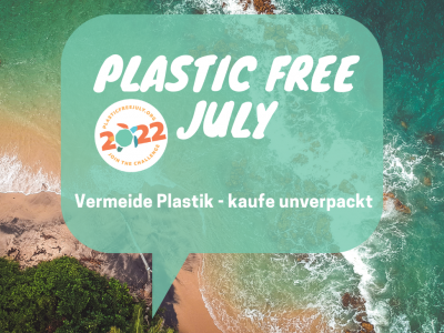 Plastikfreier Ozean mit Logo Plastic Free July