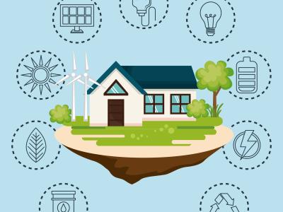 Energieberatung der Stadt Augsburg, Haus mit Energie Icons, Bild von studiogstock auf Freepik