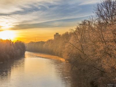 Lech, Augsburg, Foto: Norbert Liesz, Licca Liber, Sonnenuntergang,