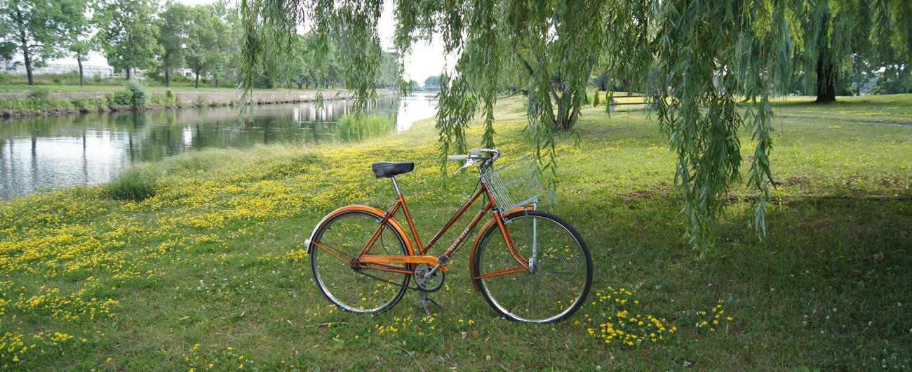 Fahrrad am Flussufer, Bild Pixabay