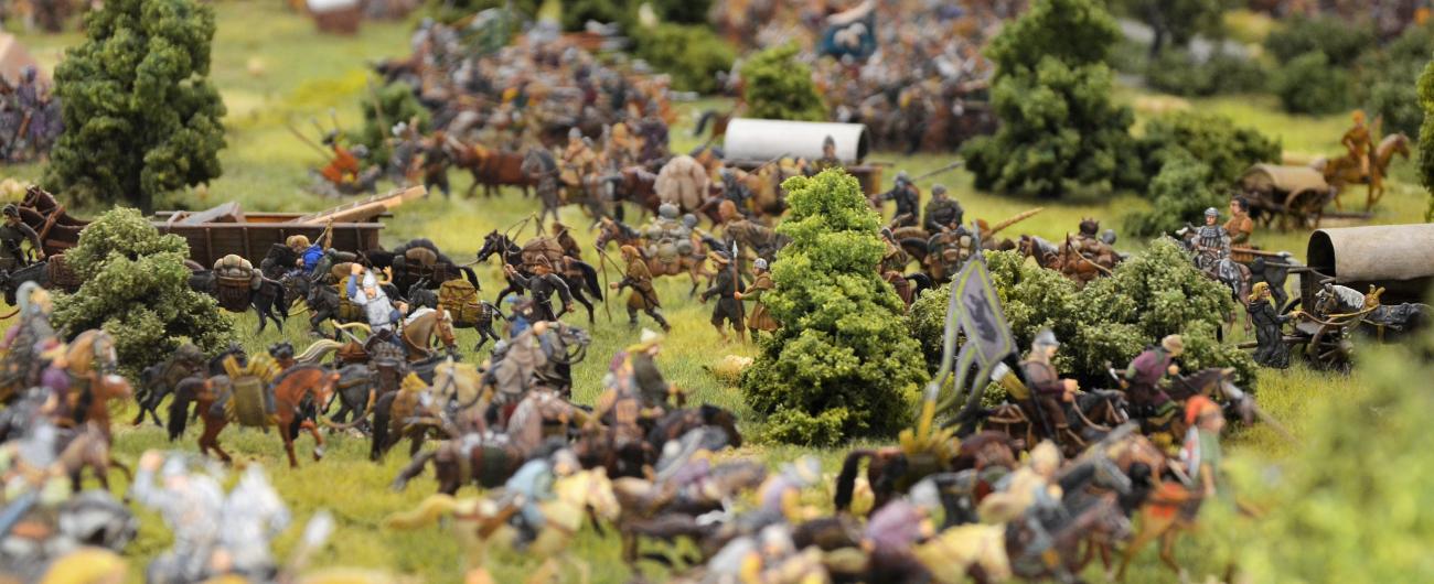 Die Schlacht auf dem Lechfeld, dargestellt in einem Diorama im Infopavillon 955 in Königsbrunn bei Augsburg. Foto: Anke Maresch
