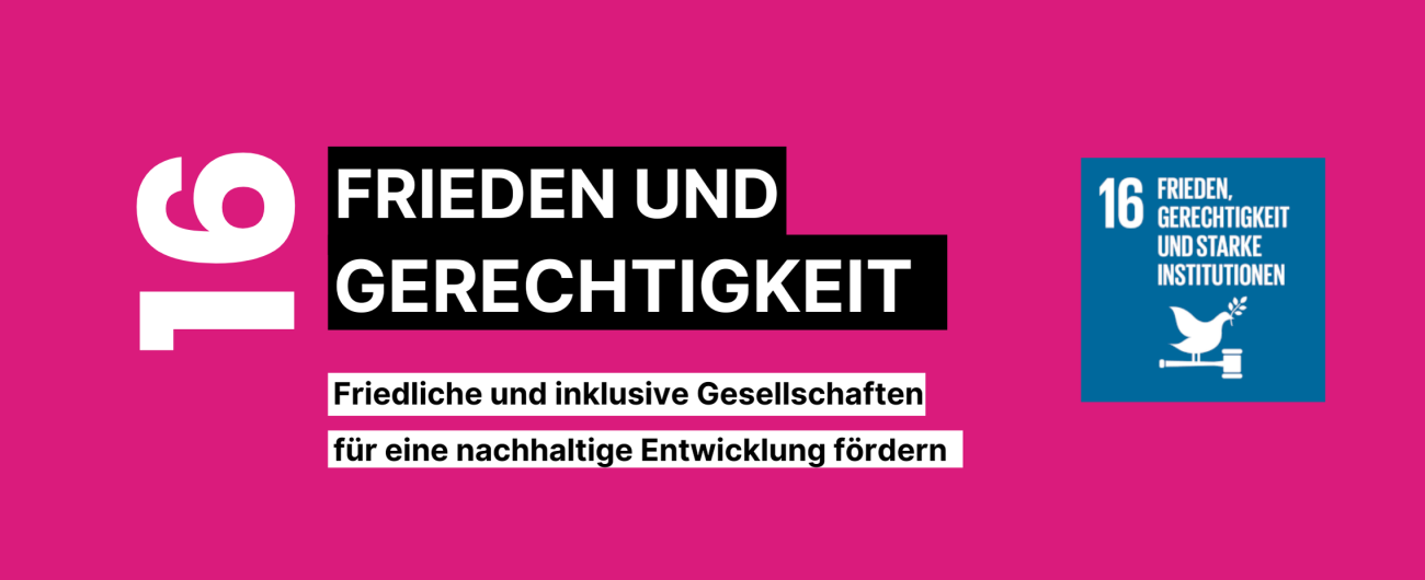 SDG 16 Frieden, Gerechtigkeit und starke Institutionen 