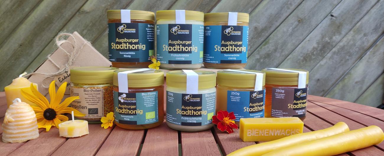 Honigsortiment der Bio-Imekerei Peter Rauscher 