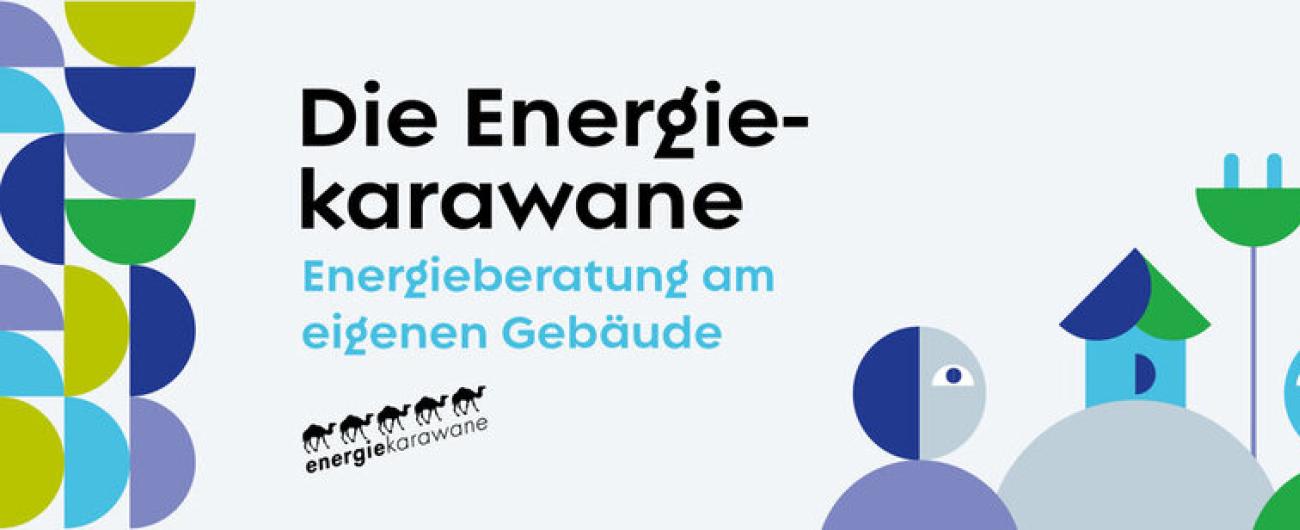 Logo der Energiekarawane im Rahmen des Blue City Klimaschutzprogramms Augsburg