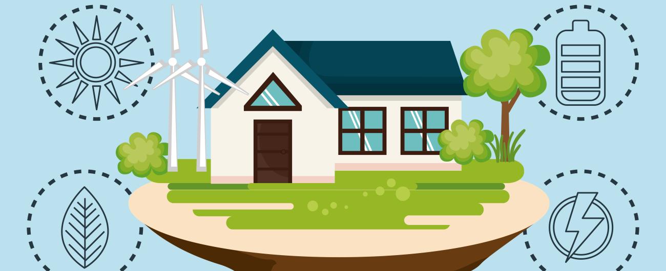 Energieberatung der Stadt Augsburg, Haus mit Energie Icons, Bild von studiogstock auf Freepik