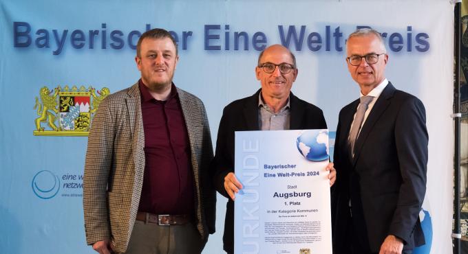 Florian Gleich, Bayerischer Städtetag; Reiner Erben, Nachhaltigkeitsreferent Stadt Augsburg; Dr. Rainer Hutka, Bayerische Staatskanzlei