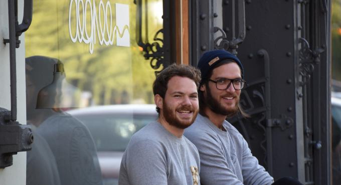 Wolfgang Schimpfle und Fabian Frei  (von links)von Degree Clothing in Augsburg. Foto Cynthia Matuszewski