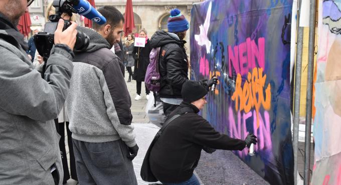 Graffiti-Aktion, Terre des Femmes, Augsburg, Frauenrechte, Foto: Cynthia Matuszewski